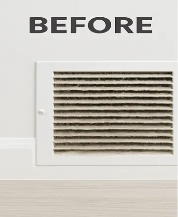 Dirty air vent before professional cleaning in Cypress